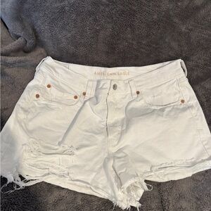 American Eagle Outfitters White Ripped Jean Shorts